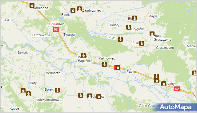 mapa Kalinowiec gmina Łochów, Kalinowiec gmina Łochów na mapie Targeo