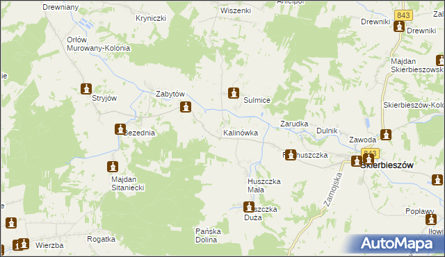 mapa Kalinówka gmina Skierbieszów, Kalinówka gmina Skierbieszów na mapie Targeo