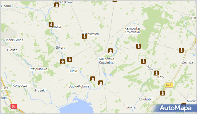 mapa Kalinówka Kościelna, Kalinówka Kościelna na mapie Targeo