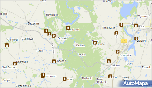 mapa Kaliska gmina Drzycim, Kaliska gmina Drzycim na mapie Targeo