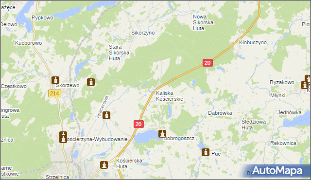 mapa Kaliska Kościerskie, Kaliska Kościerskie na mapie Targeo