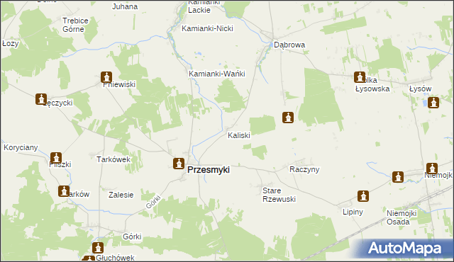 mapa Kaliski gmina Przesmyki, Kaliski gmina Przesmyki na mapie Targeo