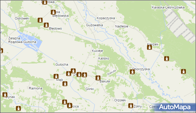 mapa Kalisko gmina Baranowo, Kalisko gmina Baranowo na mapie Targeo