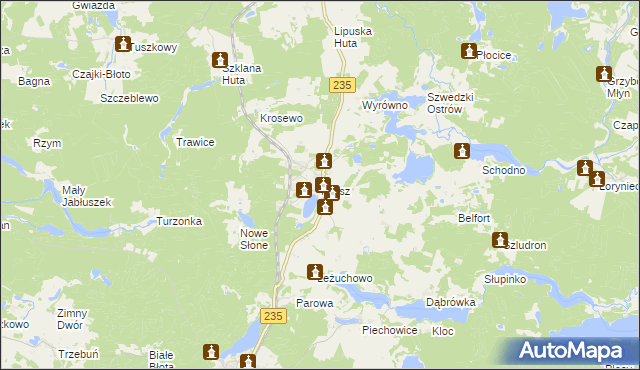 mapa Kalisz gmina Dziemiany, Kalisz gmina Dziemiany na mapie Targeo