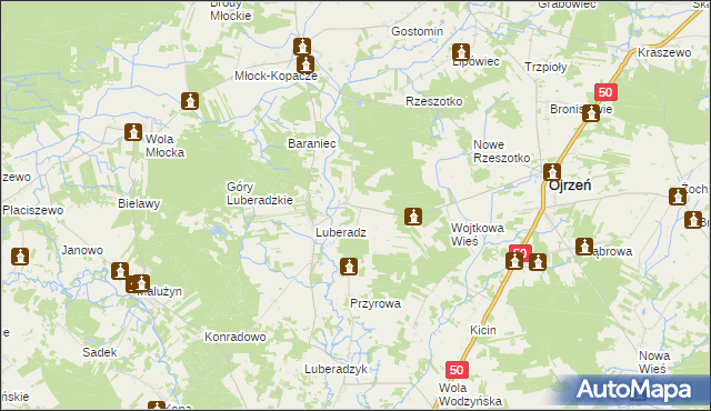 mapa Kałki gmina Ojrzeń, Kałki gmina Ojrzeń na mapie Targeo
