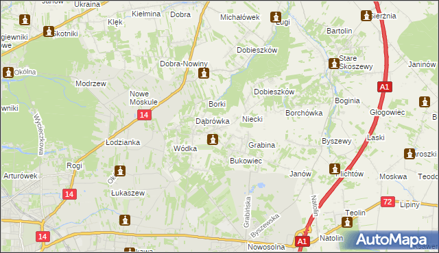 mapa Kalonka gmina Nowosolna, Kalonka gmina Nowosolna na mapie Targeo