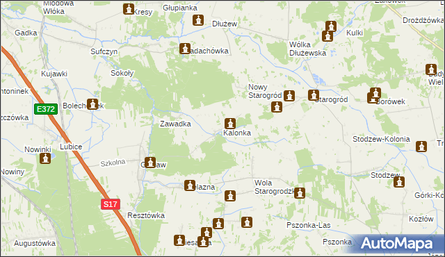 mapa Kalonka gmina Pilawa, Kalonka gmina Pilawa na mapie Targeo