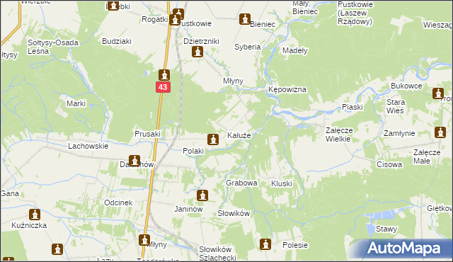 mapa Kałuże, Kałuże na mapie Targeo