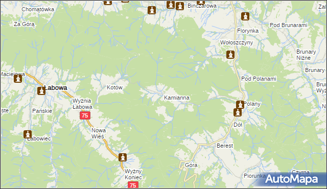 mapa Kamianna, Kamianna na mapie Targeo