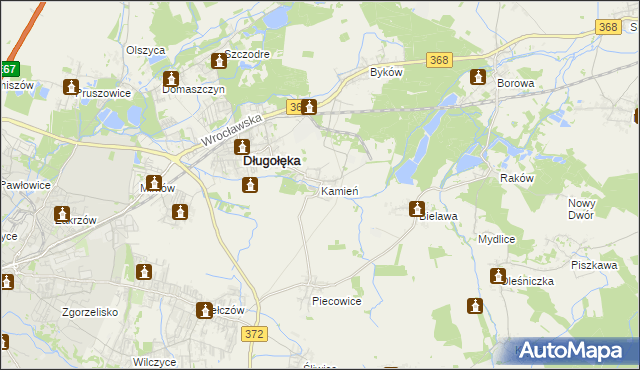 mapa Kamień gmina Długołęka, Kamień gmina Długołęka na mapie Targeo