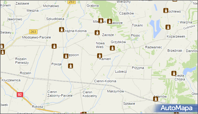 mapa Kamień gmina Słupca, Kamień gmina Słupca na mapie Targeo