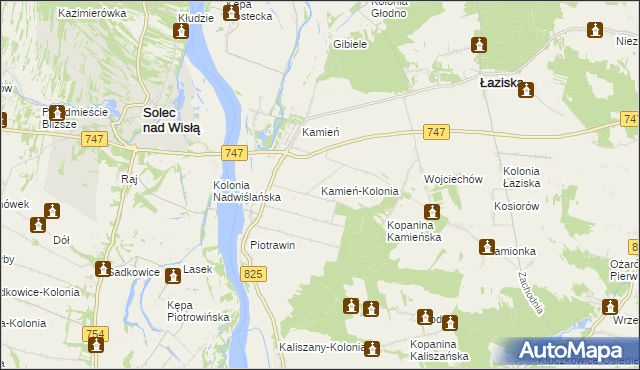 mapa Kamień-Kolonia gmina Łaziska, Kamień-Kolonia gmina Łaziska na mapie Targeo