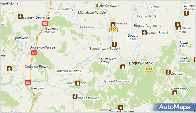 mapa Kamieńczyk Borowy, Kamieńczyk Borowy na mapie Targeo