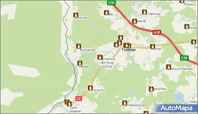 mapa Kamienica nad Nysą Łużycką, Kamienica nad Nysą Łużycką na mapie Targeo