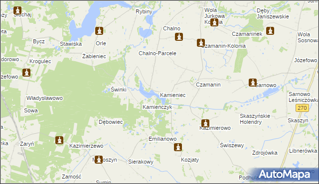 mapa Kamieniec gmina Topólka, Kamieniec gmina Topólka na mapie Targeo