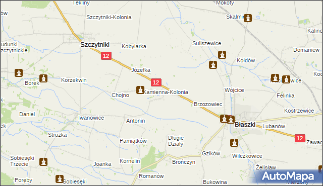 mapa Kamienna-Wieś, Kamienna-Wieś na mapie Targeo