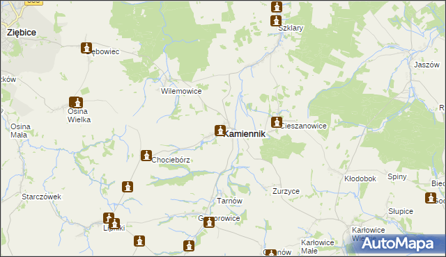 mapa Kamiennik powiat nyski, Kamiennik powiat nyski na mapie Targeo