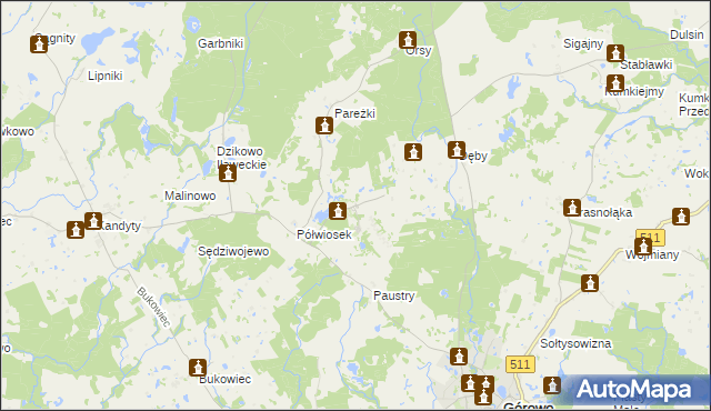 mapa Kamińsk gmina Górowo Iławeckie, Kamińsk gmina Górowo Iławeckie na mapie Targeo