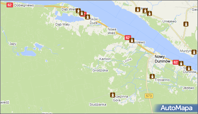 mapa Kamion gmina Nowy Duninów, Kamion gmina Nowy Duninów na mapie Targeo