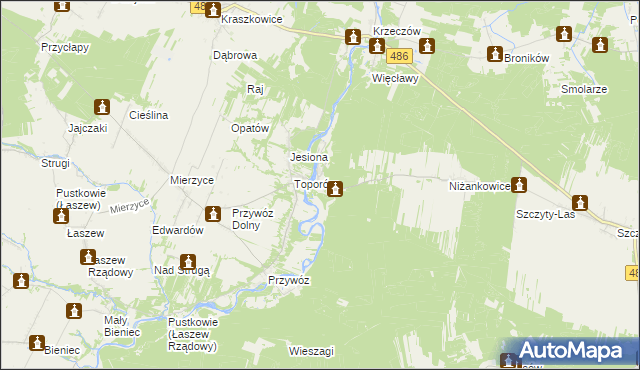 mapa Kamion gmina Wierzchlas, Kamion gmina Wierzchlas na mapie Targeo