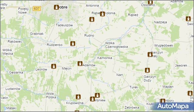 mapa Kamionka gmina Jakubów, Kamionka gmina Jakubów na mapie Targeo