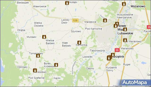 mapa Kamionka gmina Kurzętnik, Kamionka gmina Kurzętnik na mapie Targeo