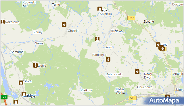 mapa Kamionka gmina Morąg, Kamionka gmina Morąg na mapie Targeo