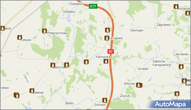 mapa Kamionka gmina Nidzica, Kamionka gmina Nidzica na mapie Targeo