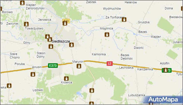 mapa Kamionka gmina Siedliszcze, Kamionka gmina Siedliszcze na mapie Targeo