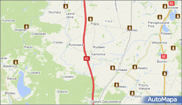 mapa Kamionka gmina Smętowo Graniczne, Kamionka gmina Smętowo Graniczne na mapie Targeo