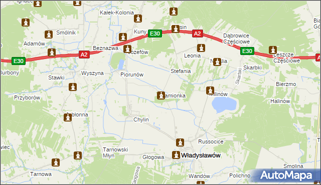 mapa Kamionka gmina Władysławów, Kamionka gmina Władysławów na mapie Targeo