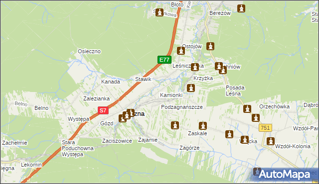 mapa Kamionki gmina Łączna, Kamionki gmina Łączna na mapie Targeo