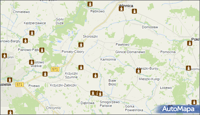 mapa Kamionna gmina Winnica, Kamionna gmina Winnica na mapie Targeo