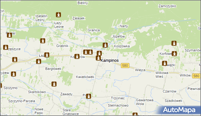 mapa Kampinos, Kampinos na mapie Targeo