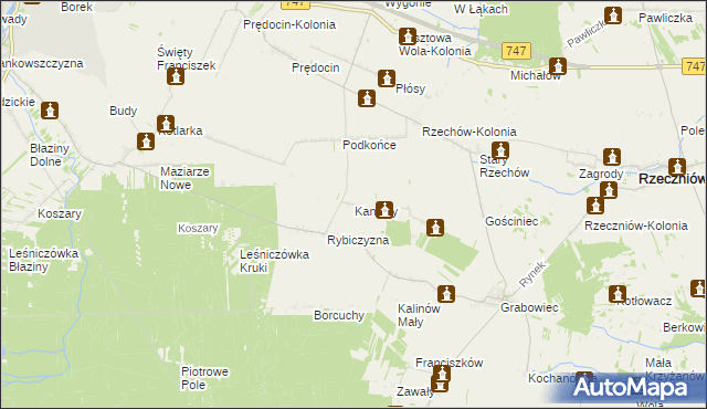 mapa Kaniosy, Kaniosy na mapie Targeo