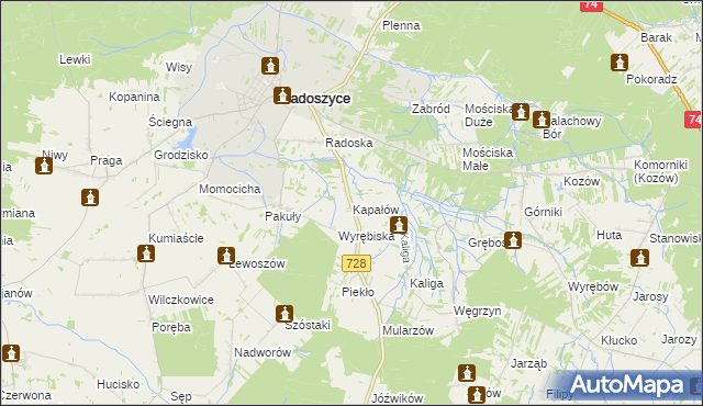 mapa Kapałów, Kapałów na mapie Targeo