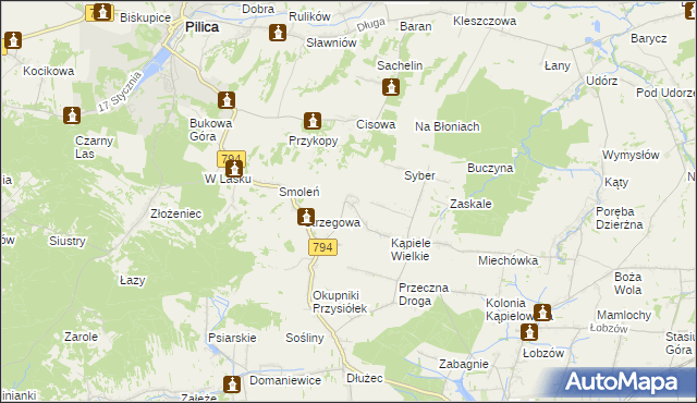 mapa Kąpiołki, Kąpiołki na mapie Targeo