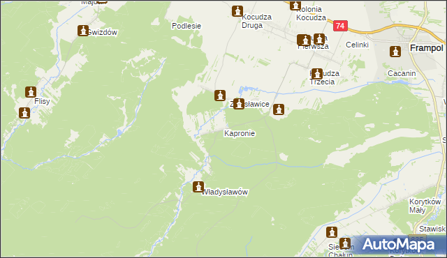 mapa Kapronie, Kapronie na mapie Targeo