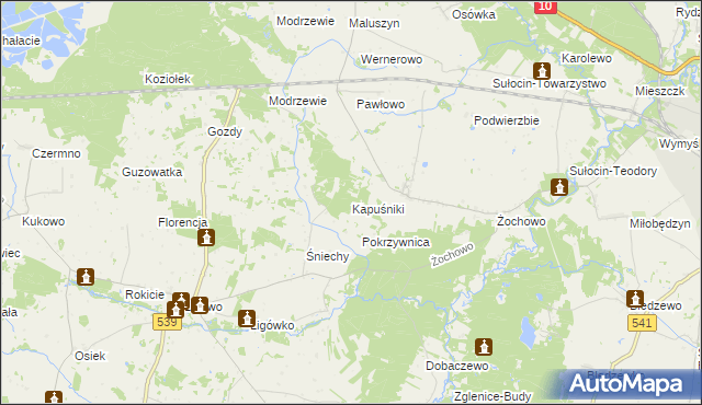 mapa Kapuśniki, Kapuśniki na mapie Targeo