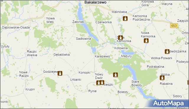 mapa Karasiewo, Karasiewo na mapie Targeo