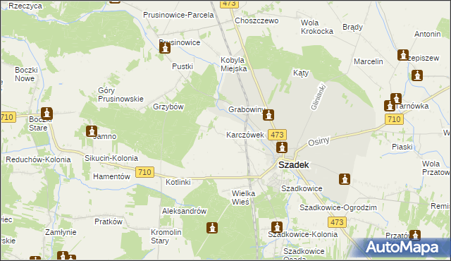 mapa Karczówek gmina Szadek, Karczówek gmina Szadek na mapie Targeo