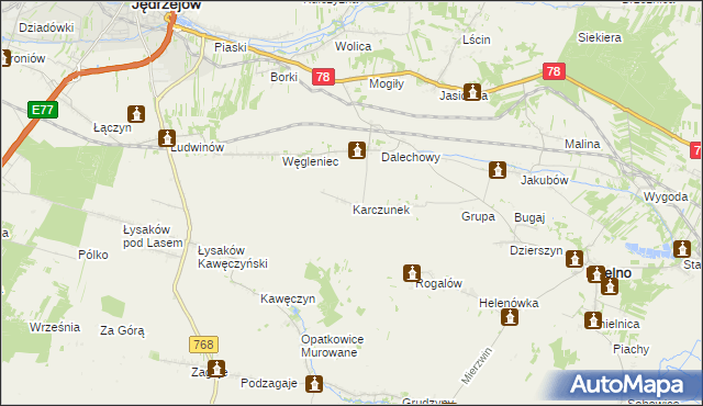 mapa Karczunek gmina Imielno, Karczunek gmina Imielno na mapie Targeo