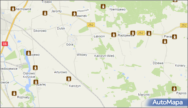 mapa Karczyn-Wieś, Karczyn-Wieś na mapie Targeo