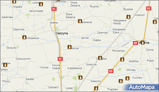 mapa Karkoszki gmina Daszyna, Karkoszki gmina Daszyna na mapie Targeo