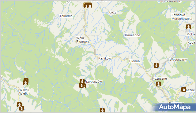 mapa Karlików gmina Bukowsko, Karlików gmina Bukowsko na mapie Targeo