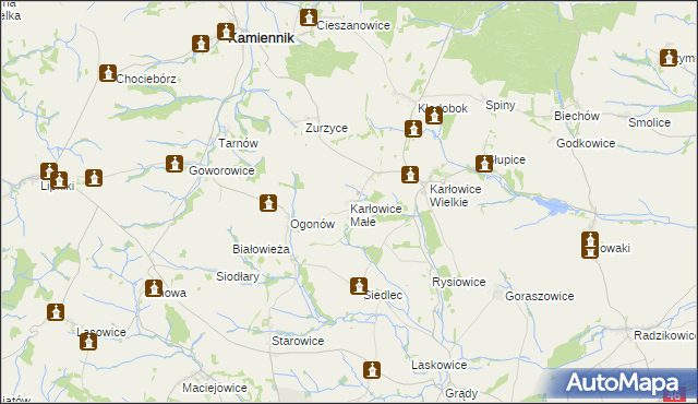 mapa Karłowice Małe, Karłowice Małe na mapie Targeo