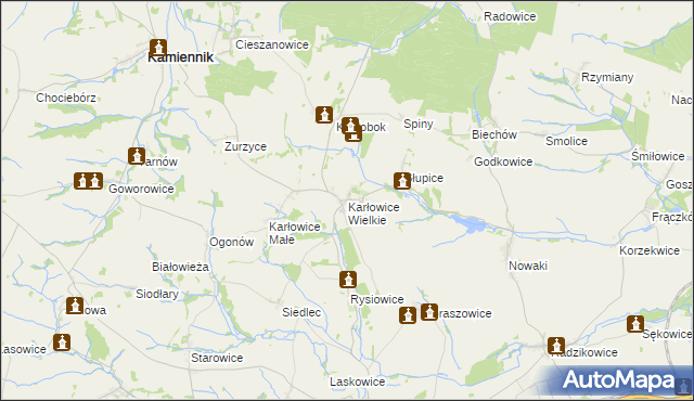 mapa Karłowice Wielkie, Karłowice Wielkie na mapie Targeo