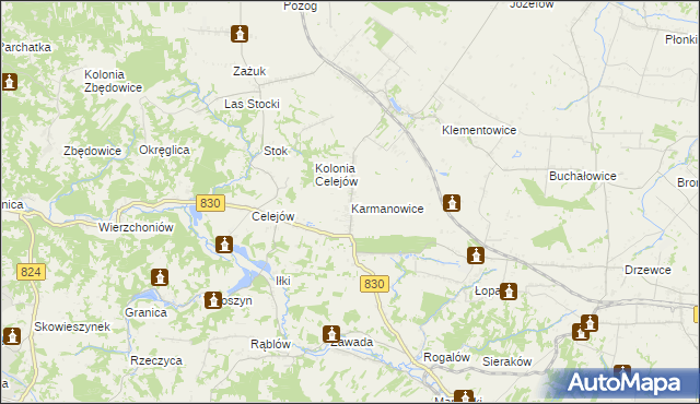 mapa Karmanowice, Karmanowice na mapie Targeo