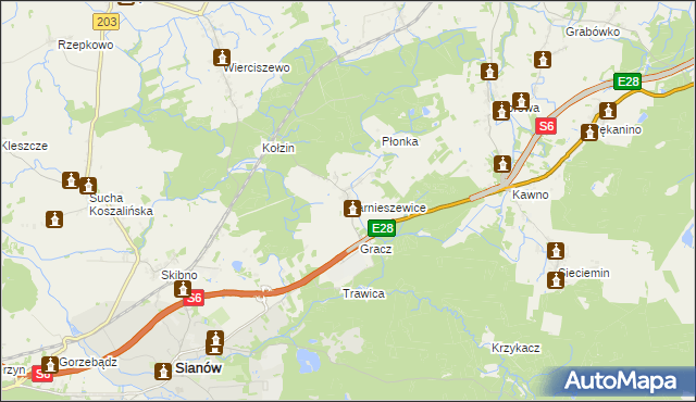 mapa Karnieszewice, Karnieszewice na mapie Targeo