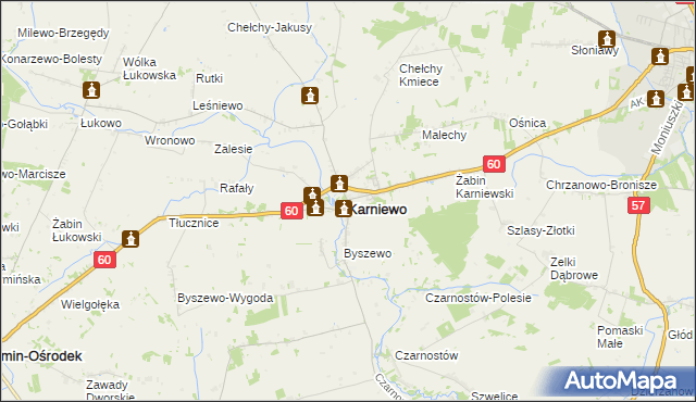 mapa Karniewo powiat makowski, Karniewo powiat makowski na mapie Targeo